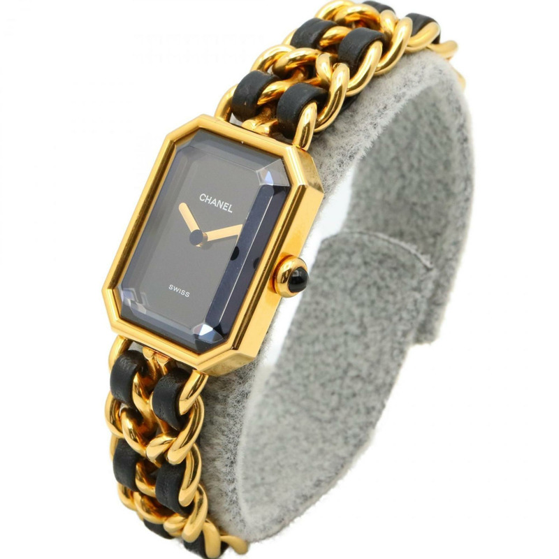 香奈兒 Premiere M 系列腕錶，鍍金，配皮錶帶，黑色，女士款，H0001-1