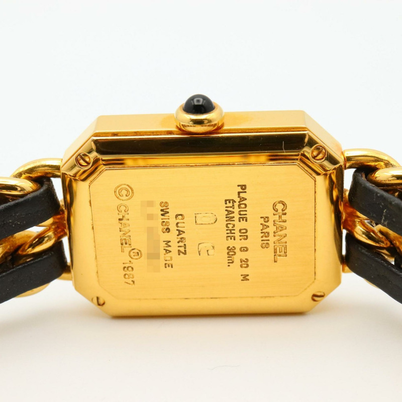 香奈兒 Premiere M 系列腕錶，鍍金，配皮錶帶，黑色，女士款，H0001-7