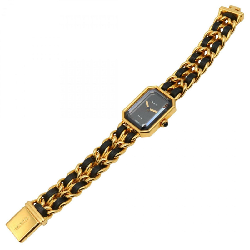 香奈兒 Premiere M 系列腕錶，鍍金，配皮錶帶，黑色，女士款，H0001-9