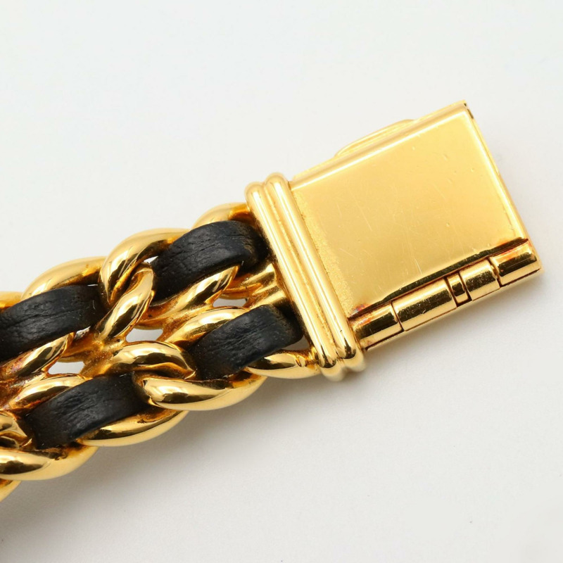 香奈兒 Premiere M 系列腕錶，鍍金，配皮錶帶，黑色，女士款，H0001-12