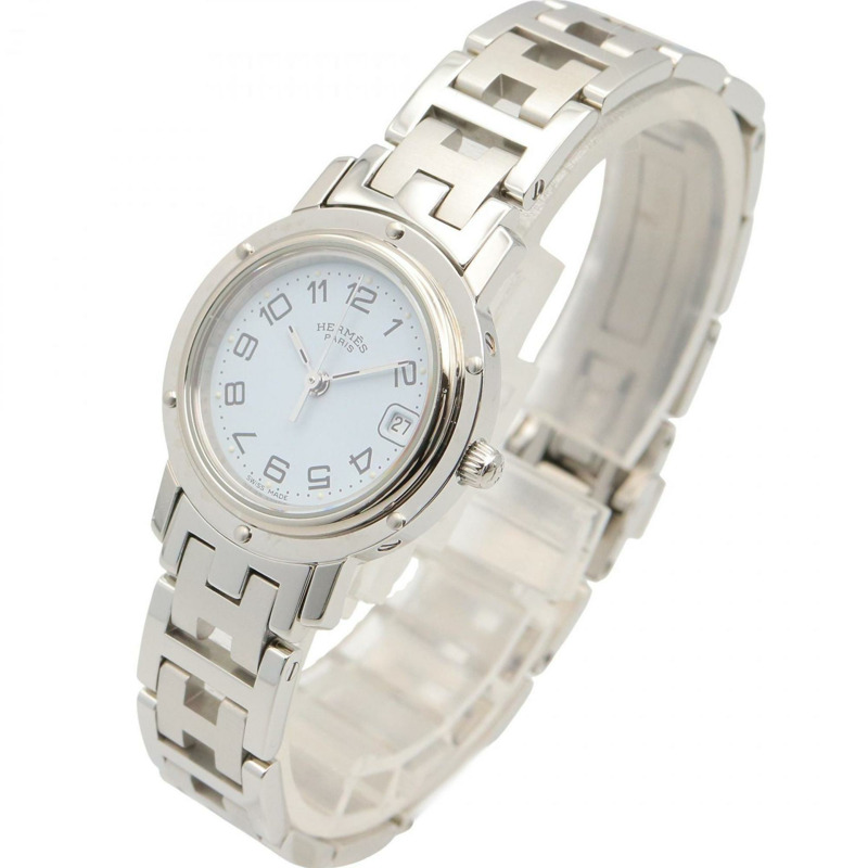 愛馬仕 Clipper 系列腕錶，不鏽鋼材質，女士款，白色，CL4.210-1