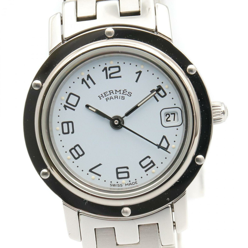 愛馬仕 Clipper 系列腕錶，不鏽鋼材質，女士款，白色，CL4.210-2