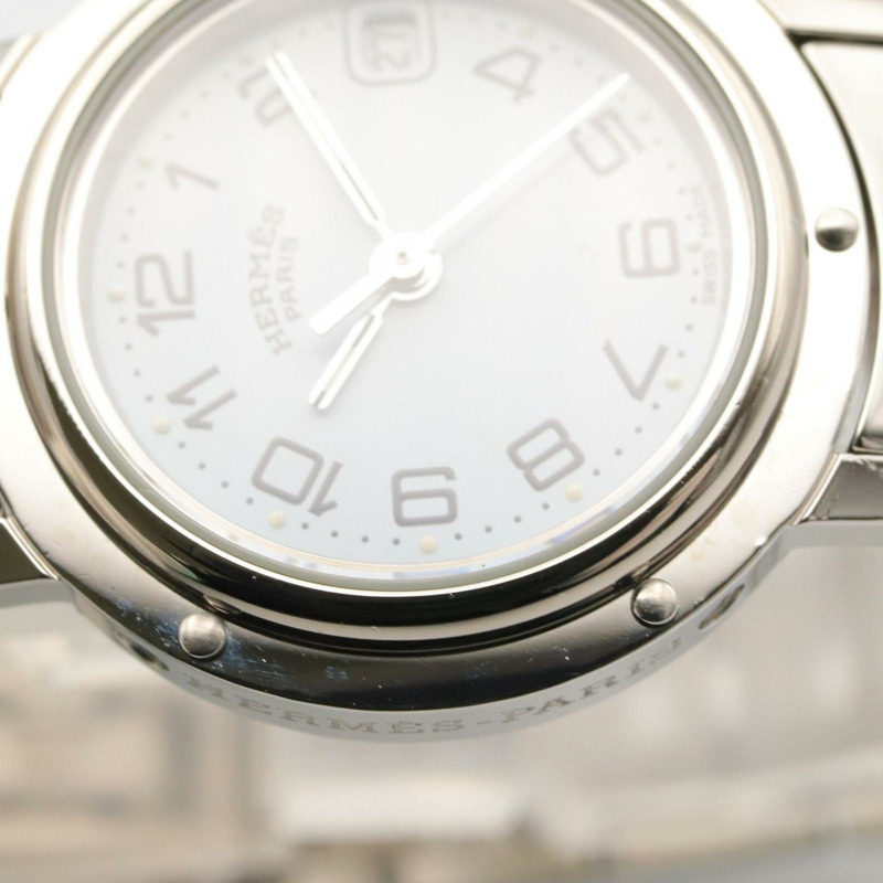 愛馬仕 Clipper 系列腕錶，不鏽鋼材質，女士款，白色，CL4.210-9