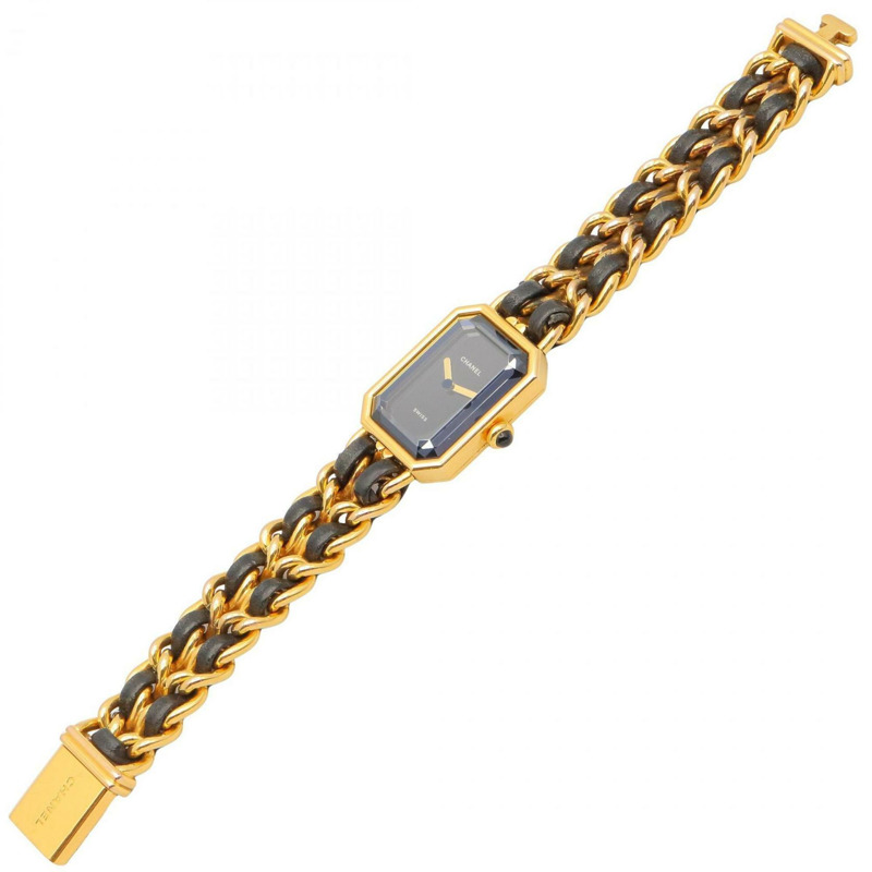 香奈兒 Premiere M 系列腕錶，鍍金，配皮錶帶，黑色，女士款，H0001-2