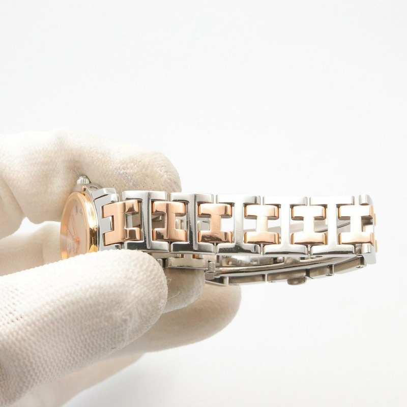 愛馬仕 Clipper Nacrée 女士腕錶，不鏽鋼材質，PGP 錶盤，粉紅色，CL4.221-7