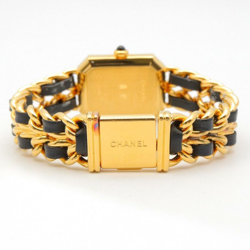 香奈兒 Premiere M 系列腕錶,鍍金,配皮錶帶,黑色,女士款,H0001-3