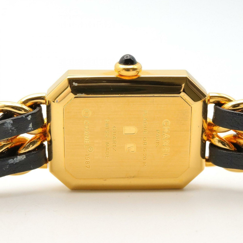 香奈兒 Premiere M 系列腕錶,鍍金,配皮錶帶,黑色,女士款,H0001-4