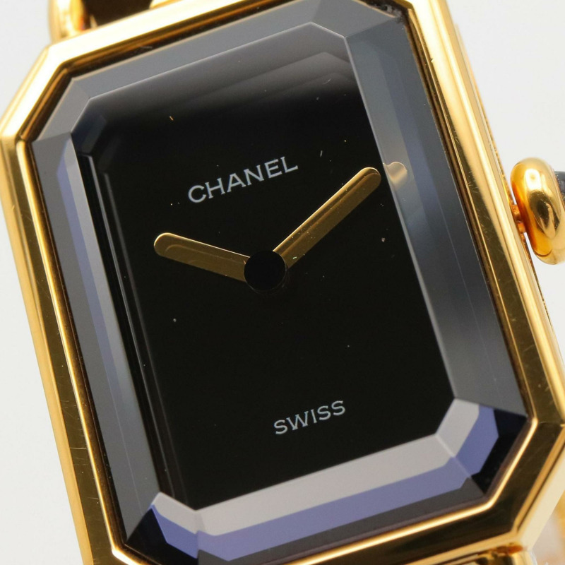 香奈兒 Premiere M 系列腕錶,鍍金,配皮錶帶,黑色,女士款,H0001-7