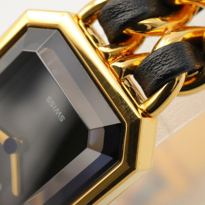 香奈兒 Premiere M 系列腕錶,鍍金,配皮錶帶,黑色,女士款,H0001-8