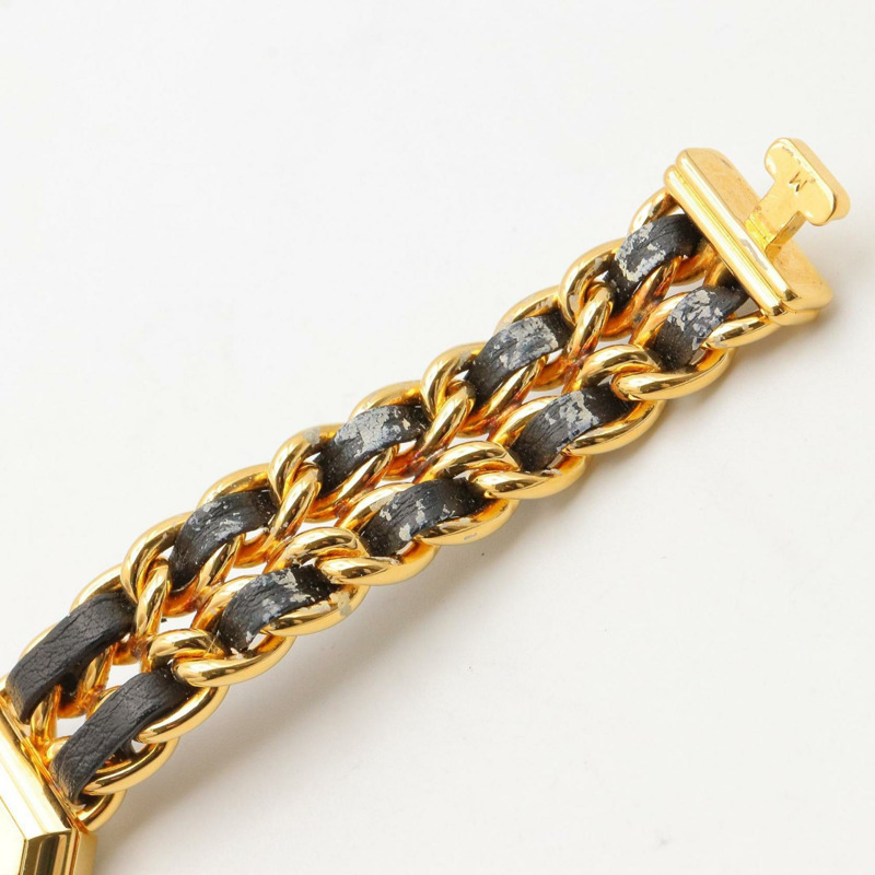 香奈兒 Premiere M 系列腕錶,鍍金,配皮錶帶,黑色,女士款,H0001-10