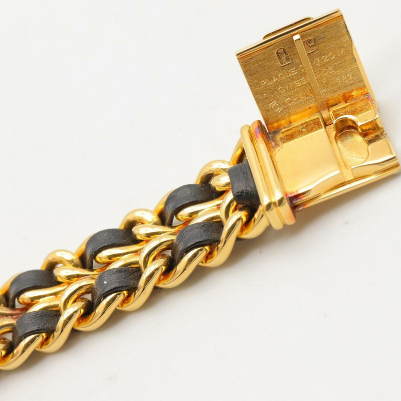 香奈兒 Premiere M 系列腕錶,鍍金,配皮錶帶,黑色,女士款,H0001-11