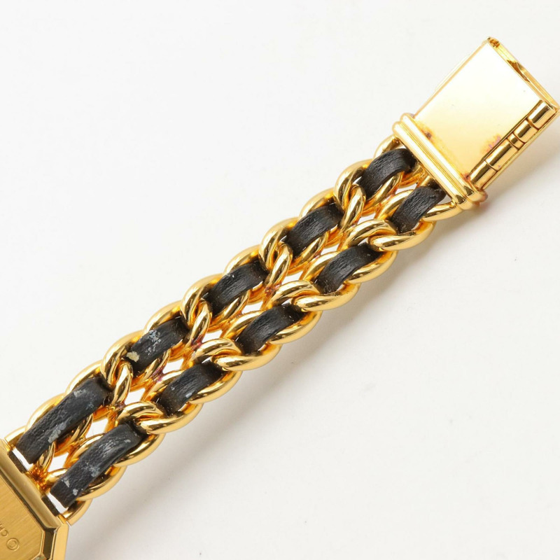 香奈兒 Premiere M 系列腕錶,鍍金,配皮錶帶,黑色,女士款,H0001-12