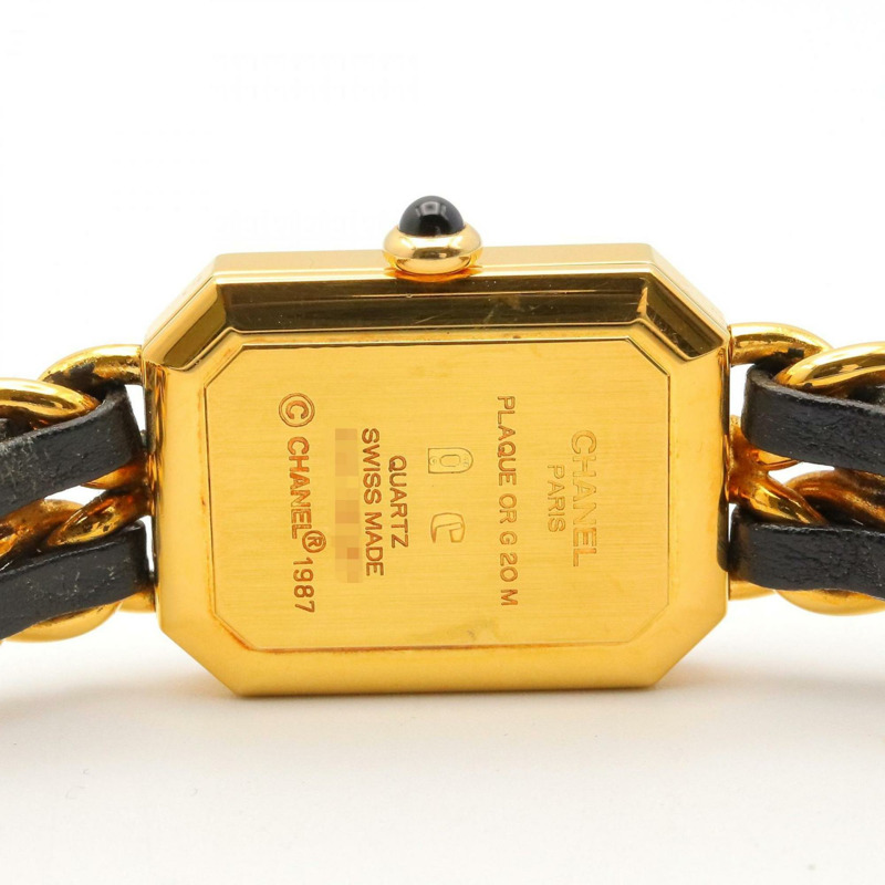 香奈兒 Premiere S 女士腕錶,鍍金,配皮錶帶,黑色,H0001-4