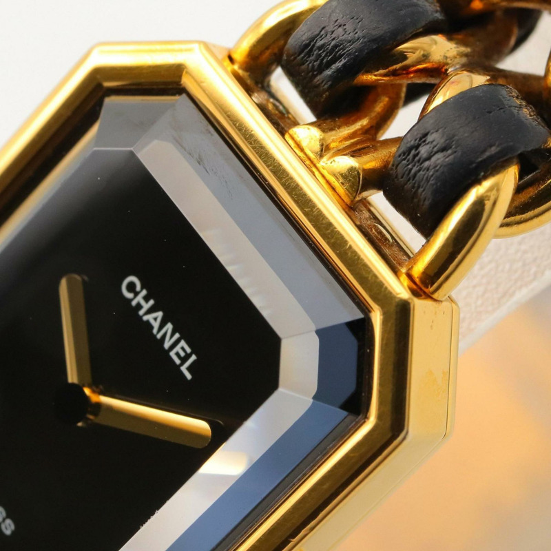 香奈兒 Premiere S 女士腕錶,鍍金,配皮錶帶,黑色,H0001-7