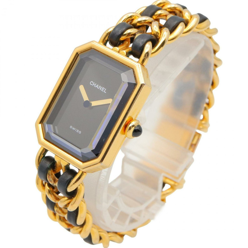 香奈兒 Premiere M 系列腕錶，鍍金，配皮錶帶，黑色，女士款，H0001-1