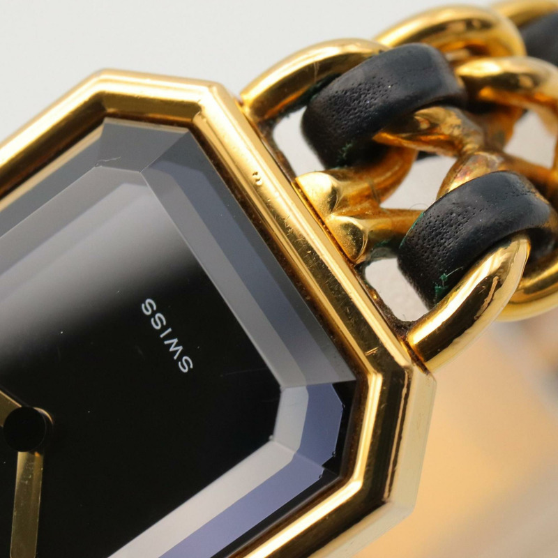 香奈兒 Premiere M 系列腕錶，鍍金，配皮錶帶，黑色，女士款，H0001-9