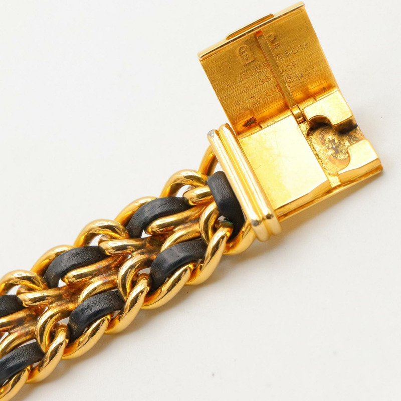 香奈兒 Premiere M 系列腕錶，鍍金，配皮錶帶，黑色，女士款，H0001-12