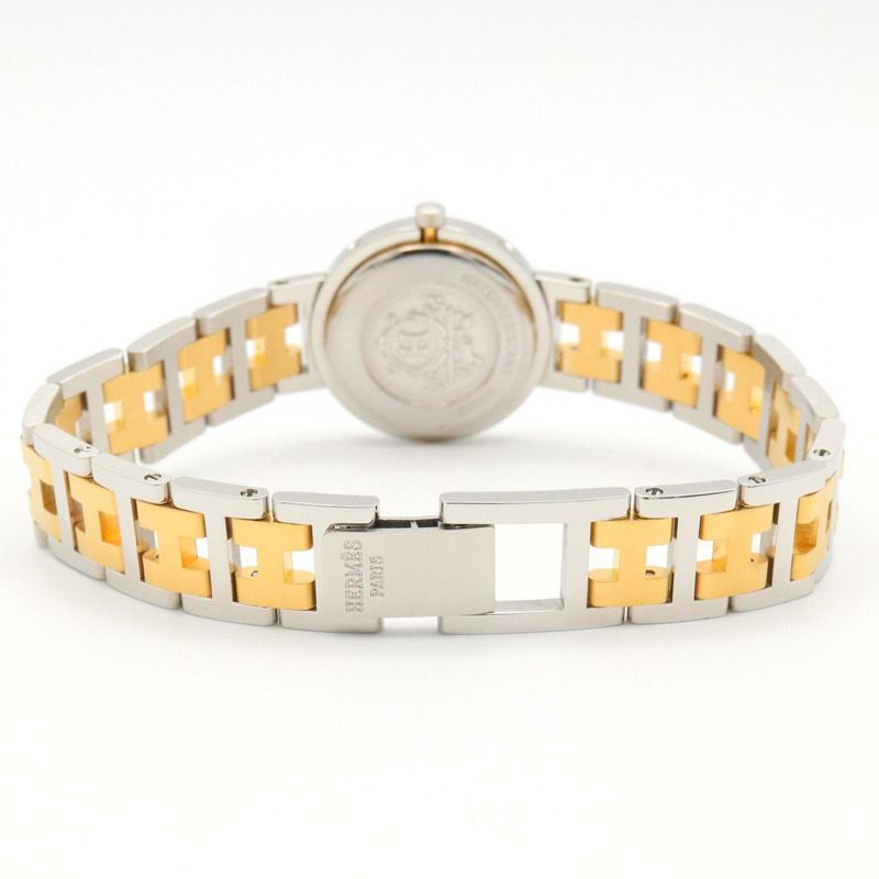 愛馬仕 Clipper 系列腕錶，鍍金不鏽鋼材質，女士款，白色，CL2.440-4