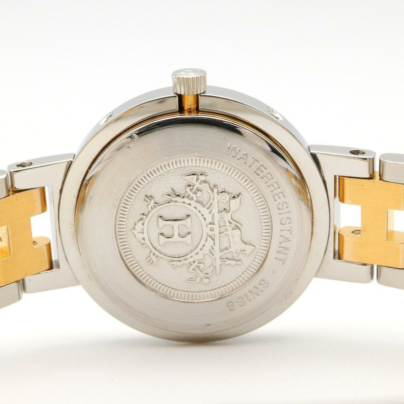 愛馬仕 Clipper 系列腕錶，鍍金不鏽鋼材質，女士款，白色，CL2.440-5