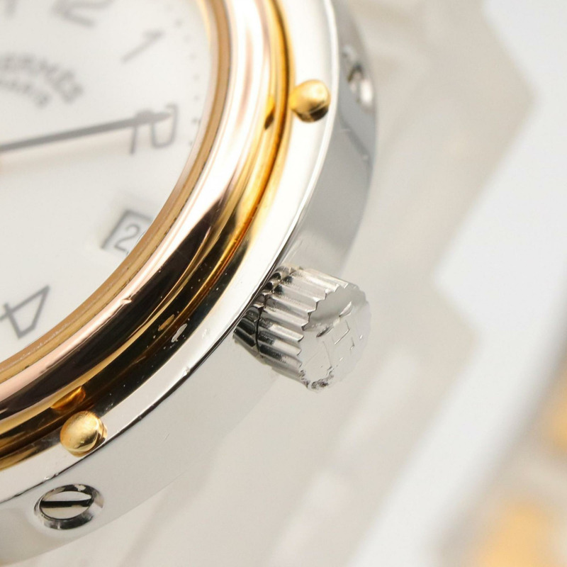 愛馬仕 Clipper 系列腕錶，鍍金不鏽鋼材質，女士款，白色，CL2.440-6