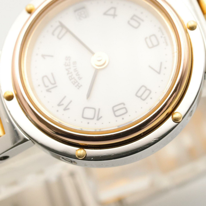 愛馬仕 Clipper 系列腕錶，鍍金不鏽鋼材質，女士款，白色，CL2.440-10