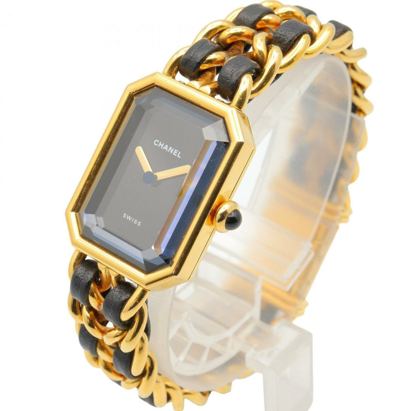 香奈兒 Premiere M 系列腕錶,鍍金,配皮錶帶,黑色,女士款,H0001-1