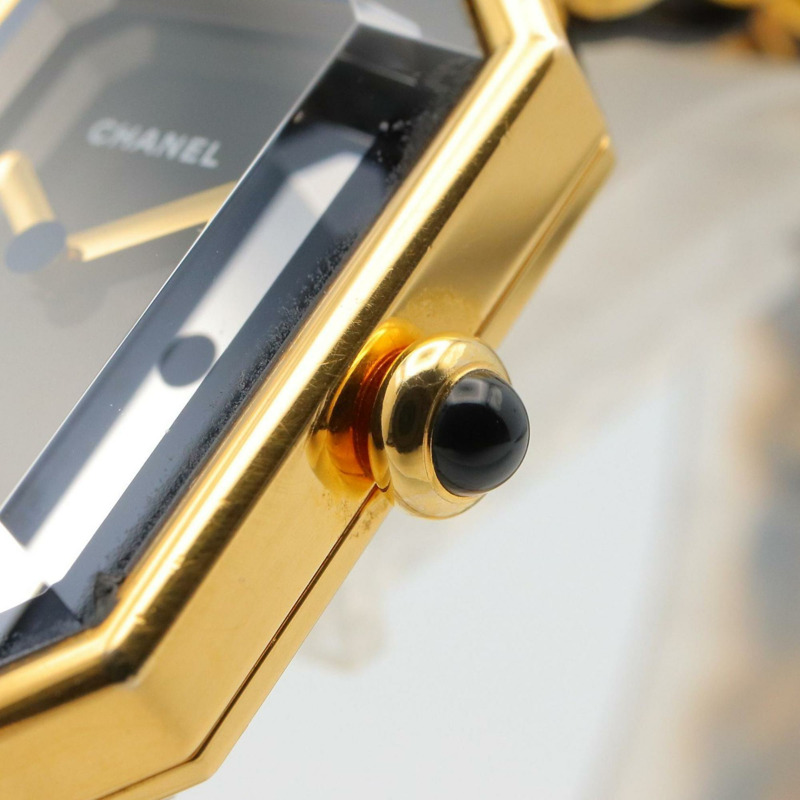 香奈兒 Premiere M 系列腕錶,鍍金,配皮錶帶,黑色,女士款,H0001-5