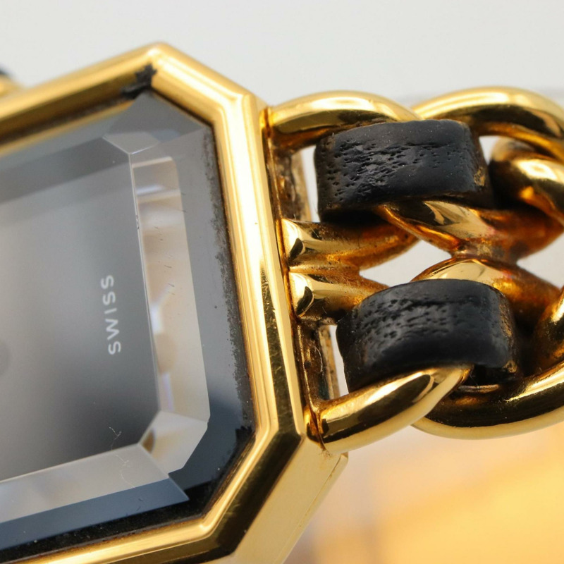 香奈兒 Premiere M 系列腕錶,鍍金,配皮錶帶,黑色,女士款,H0001-8