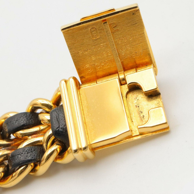 香奈兒 Premiere M 系列腕錶,鍍金,配皮錶帶,黑色,女士款,H0001-14