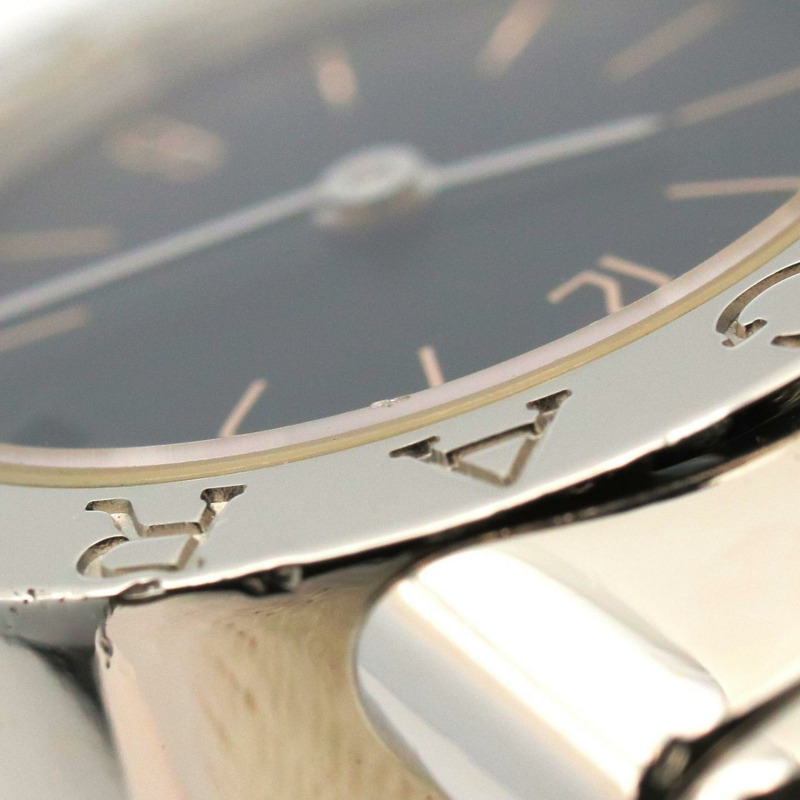 寶格麗 Tubogas 系列腕錶，不鏽鋼材質，女士款，黑色，BB232TS-8