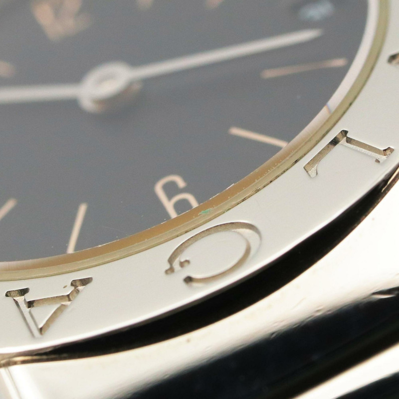 寶格麗 Tubogas 系列腕錶，不鏽鋼材質，女士款，黑色，BB232TS-9