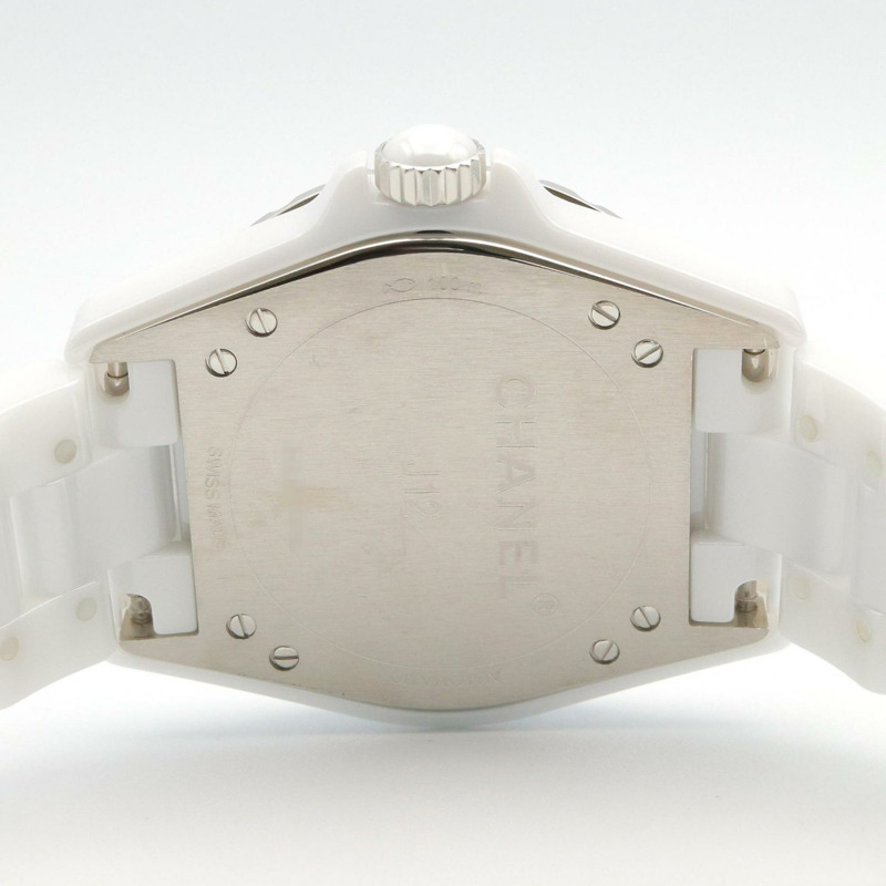 香奈兒 J12-365 陶瓷鑲鑽男士腕錶，銀色，H4345-4