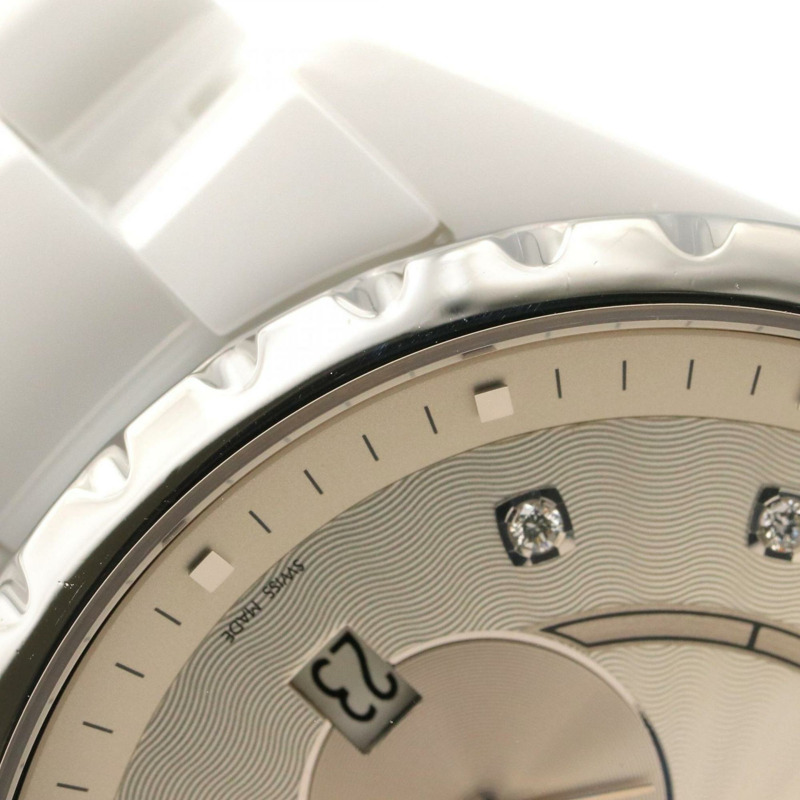 香奈兒 J12-365 陶瓷鑲鑽男士腕錶，銀色，H4345-11