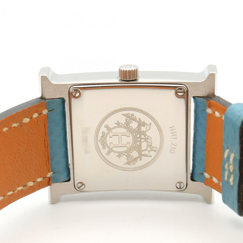 愛馬仕H系列腕錶,不鏽鋼錶殼配皮錶帶,女士款,藍色,型號HH1.210-5