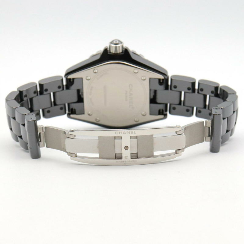 香奈兒 J12 12P 鑽石腕錶,陶瓷錶殼,鑲鑽,女士款,黑色,H1625-3