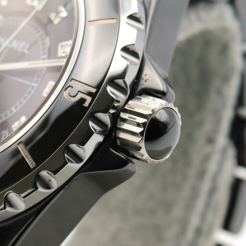 香奈兒 J12 12P 鑽石腕錶,陶瓷錶殼,鑲鑽,女士款,黑色,H1625-5