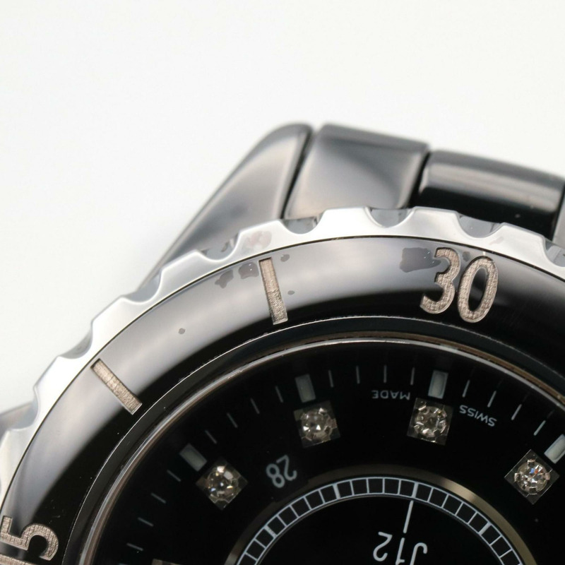 香奈兒 J12 12P 鑽石腕錶,陶瓷錶殼,鑲鑽,女士款,黑色,H1625-8