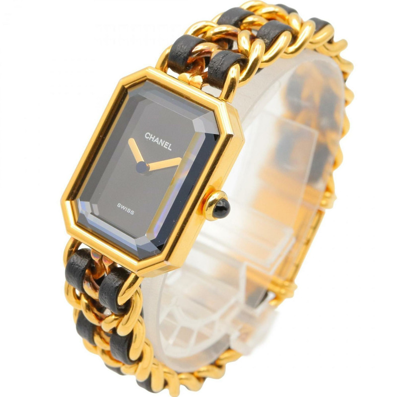 香奈兒 Premiere M 系列腕錶,鍍金,配皮錶帶,黑色,女士款,H0001-1