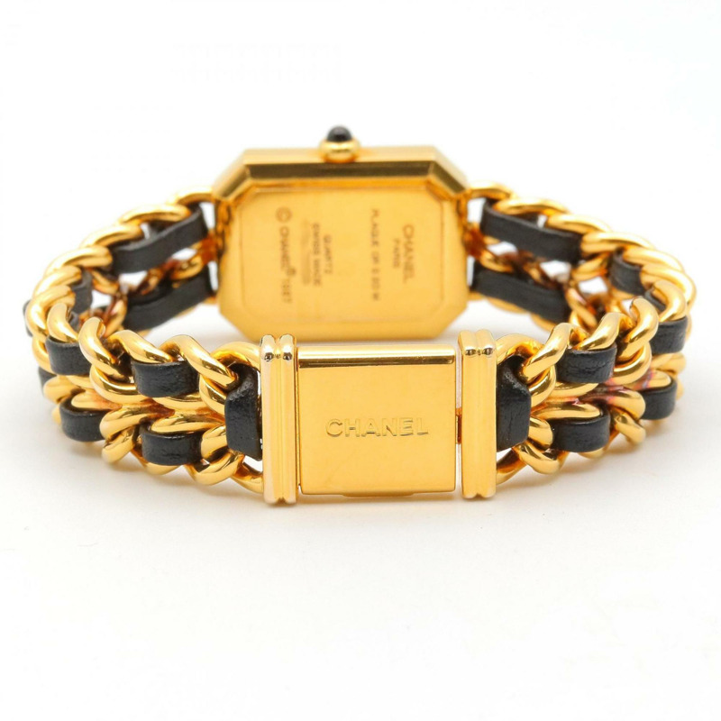 香奈兒 Premiere M 系列腕錶,鍍金,配皮錶帶,黑色,女士款,H0001-3