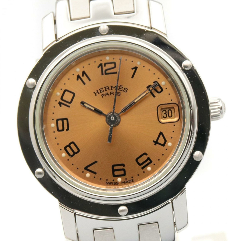 愛馬仕 Clipper 系列腕錶,不鏽鋼材質,女士款,粉紅色,CL4.210-2