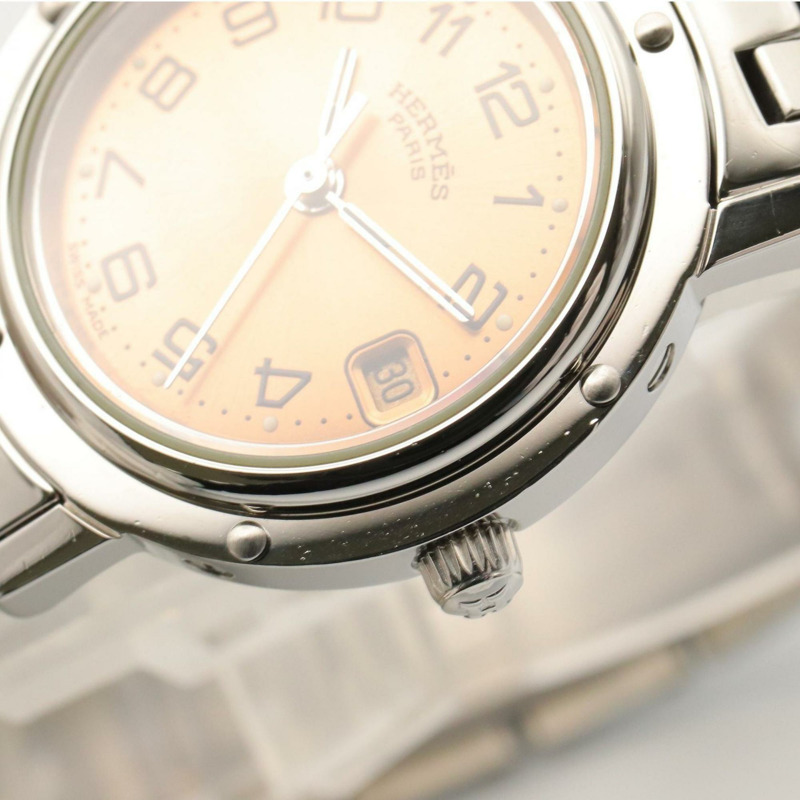 愛馬仕 Clipper 系列腕錶,不鏽鋼材質,女士款,粉紅色,CL4.210-11