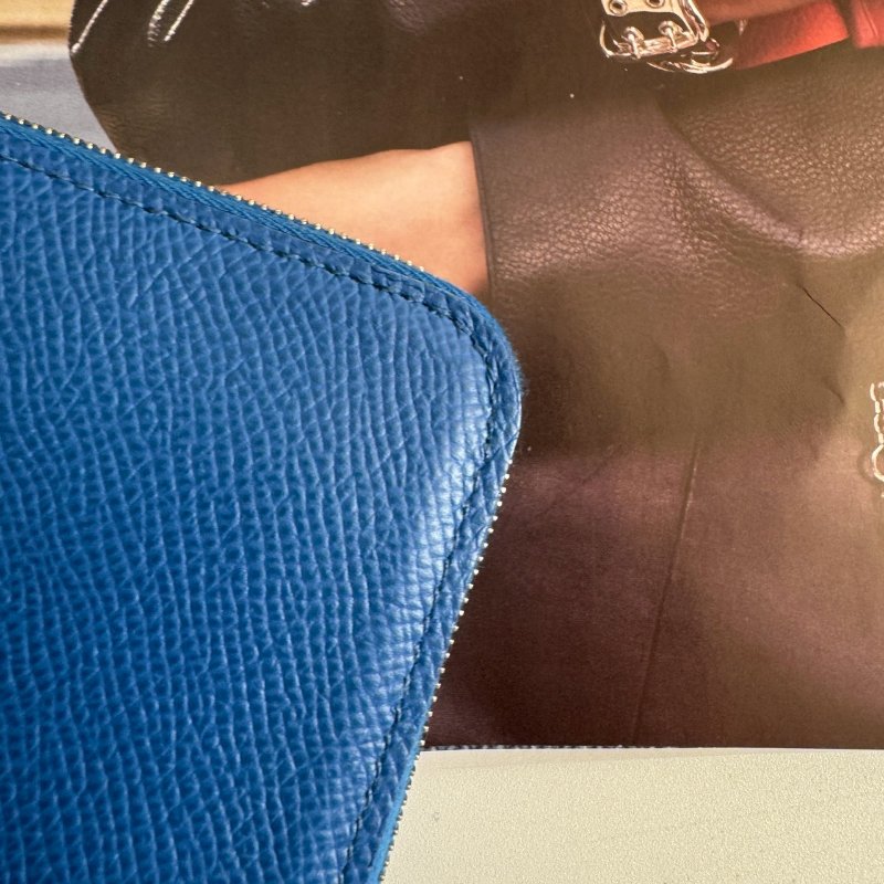 🎉閒置99成新 HERMES Z刻 寶藍色拉鍊絲巾短夾(甜點系列)-5