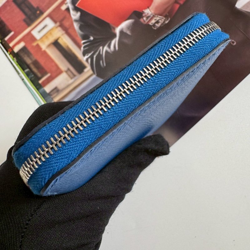 🎉閒置99成新 HERMES Z刻 寶藍色拉鍊絲巾短夾(甜點系列)-10