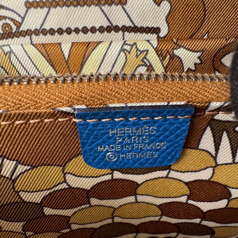 🎉閒置99成新 HERMES Z刻 寶藍色拉鍊絲巾短夾(甜點系列)-16