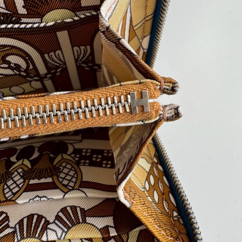 🎉閒置99成新 HERMES Z刻 寶藍色拉鍊絲巾短夾(甜點系列)-18