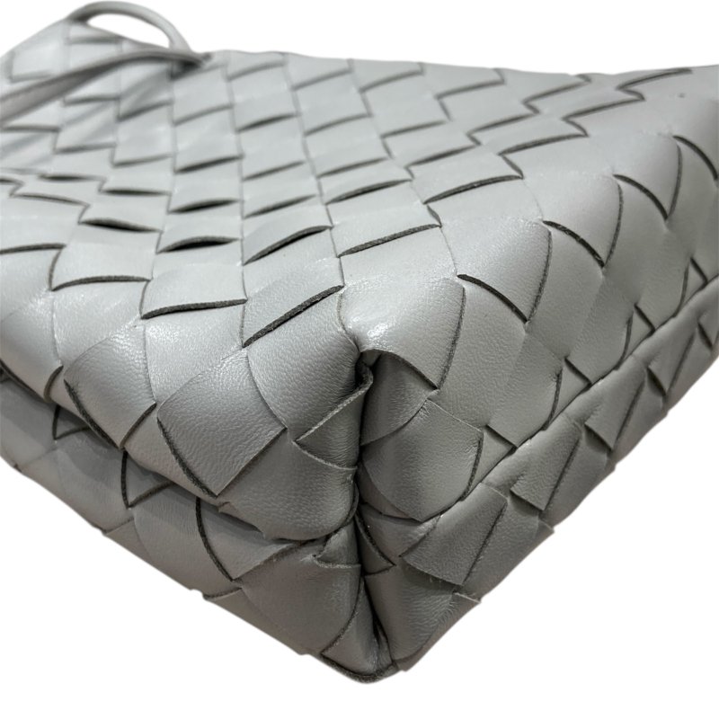 BOTTEGA VENETA 寶緹嘉 INTRECCIATO ANDIAMO PHONE POUCH 編織格紋手機袋 羊皮 灰色 金釦-8