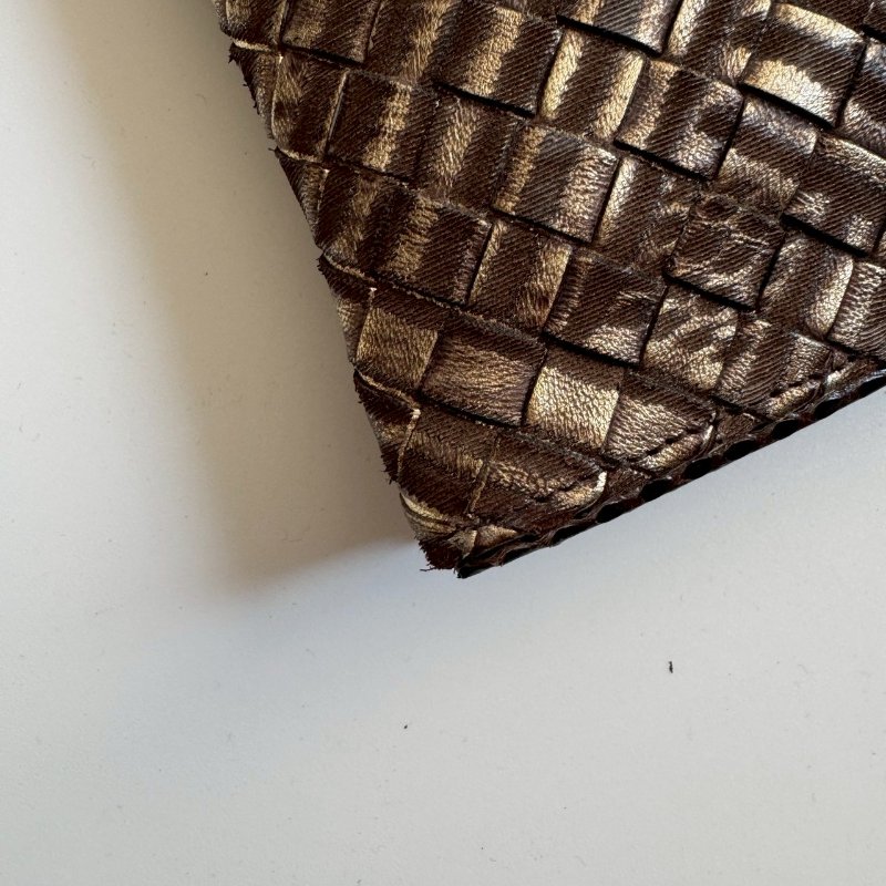 😍絕版隨身小包 BOTTEGA VENETA BV 經典皮革編織金棕色肩背包-6