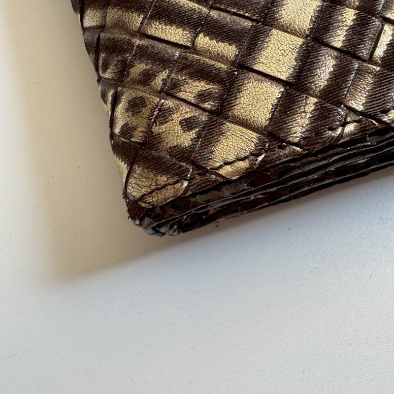 😍絕版隨身小包 BOTTEGA VENETA BV 經典皮革編織金棕色肩背包-8