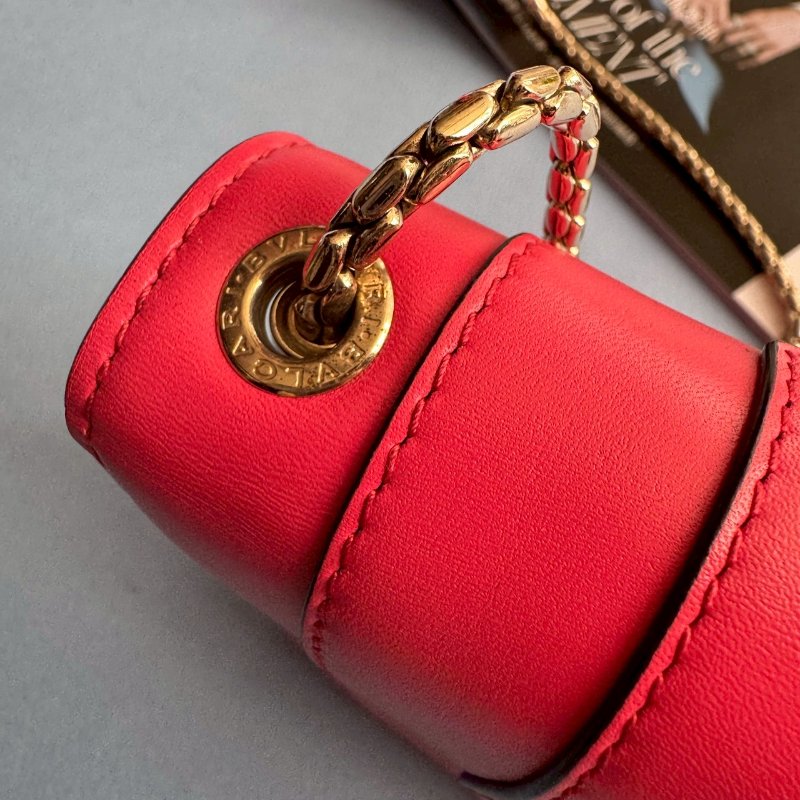 ✨經典款 Bvlgari 桃紅色琺瑯石蛇頭鏈背包-10