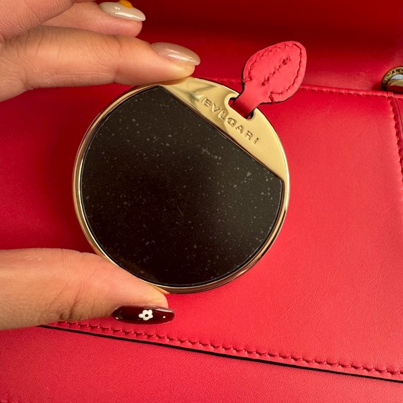 ✨經典款 Bvlgari 桃紅色琺瑯石蛇頭鏈背包-15